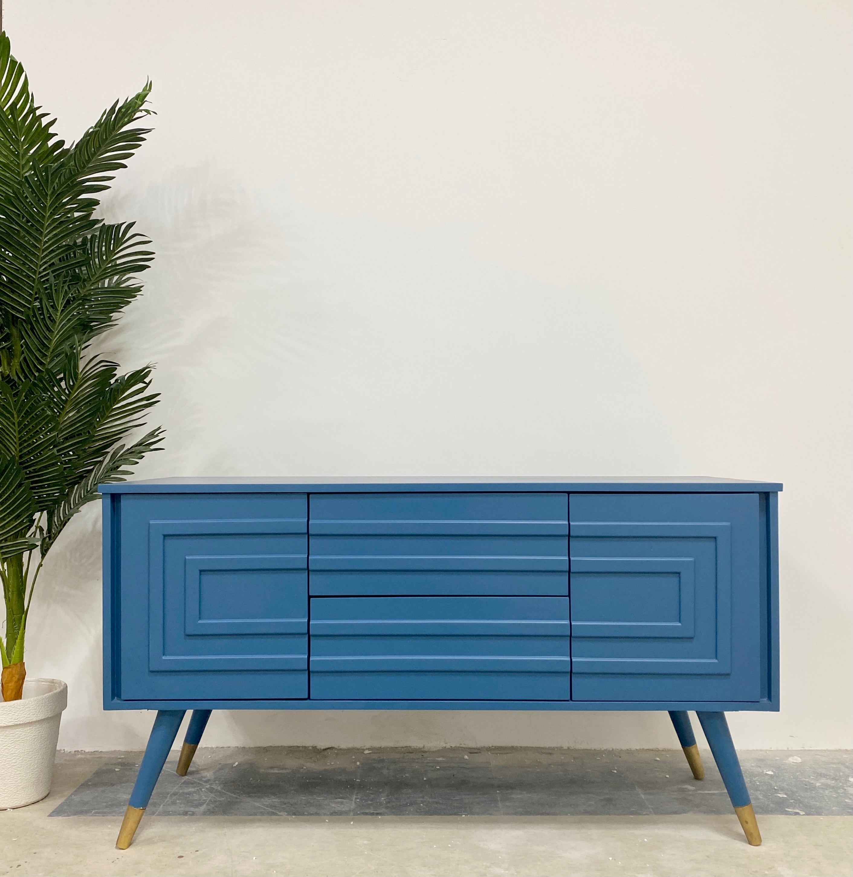 Line Cabinet - Summer Blue & Brass - lifestyle image