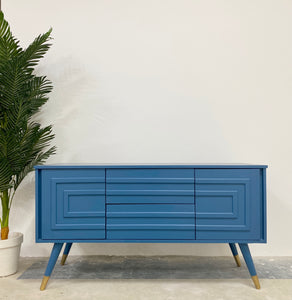 Line Cabinet - Summer Blue & Brass - lifestyle image