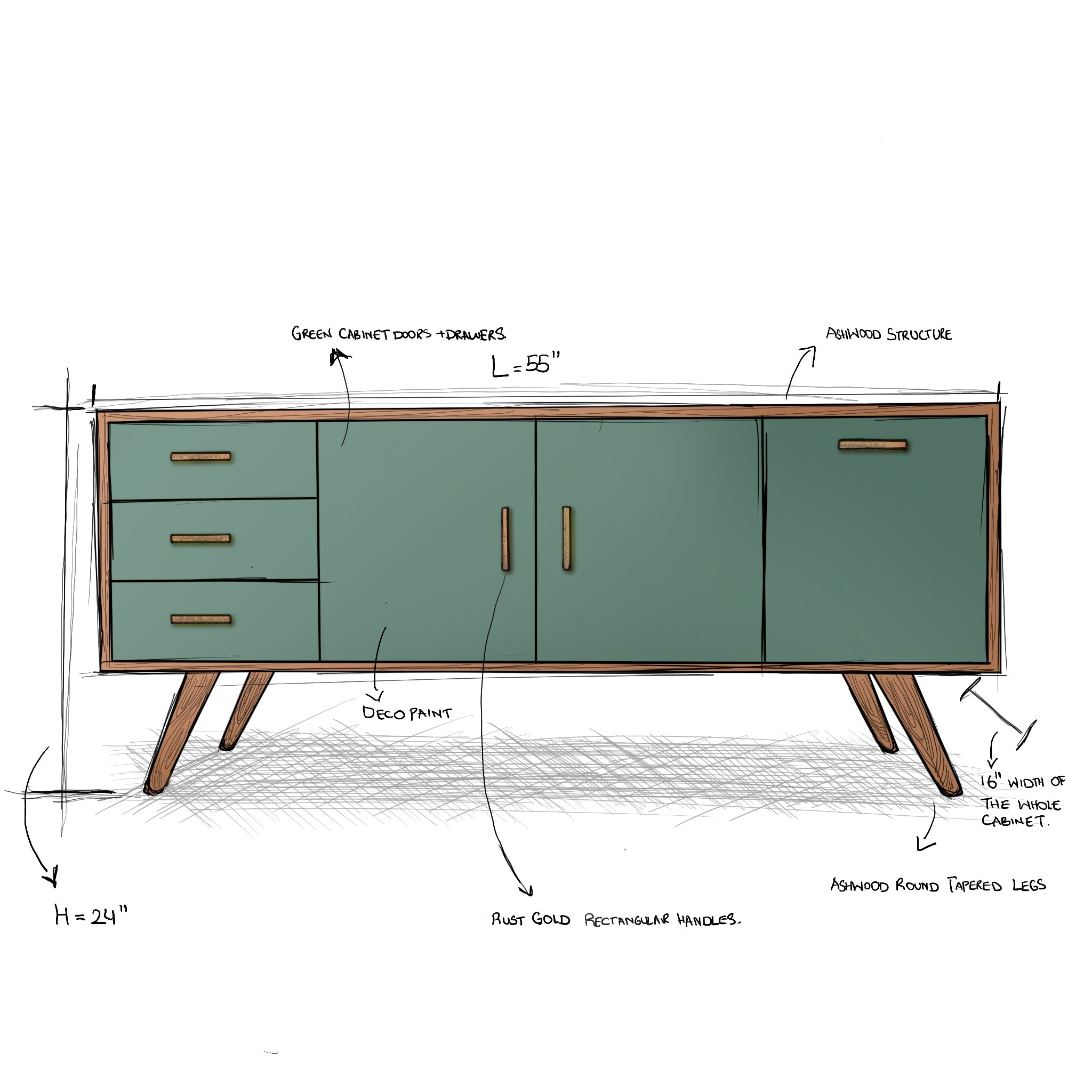 natashahomes furniture green cabinet storage tv lounge sketch/.drawing/sizes